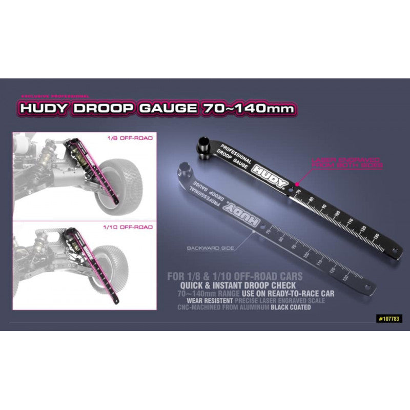 Hudy Chassis Droop Gauge 70-140mm for 1/10 & 1/8 Offroad - H107783 - RCXX - rc racing for professionals