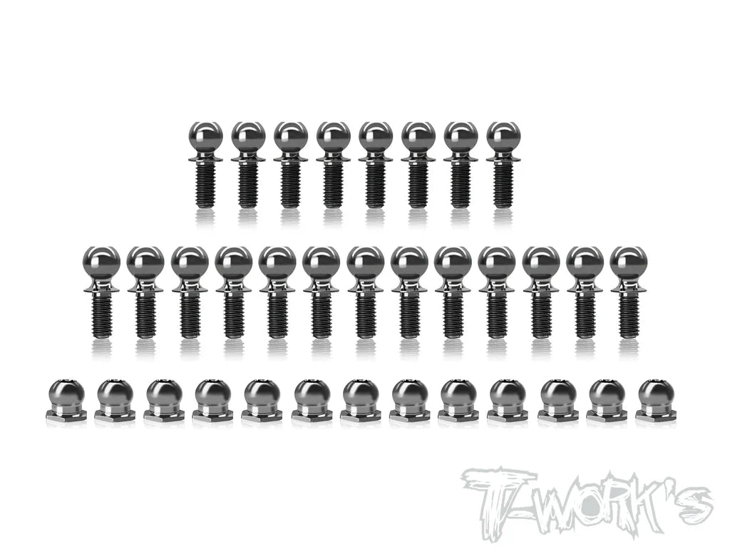 T-Works TP-185 64 Titanium Ball End set for Awesomatix A800R - 34pcs. - RCXX - rc racing for professionals