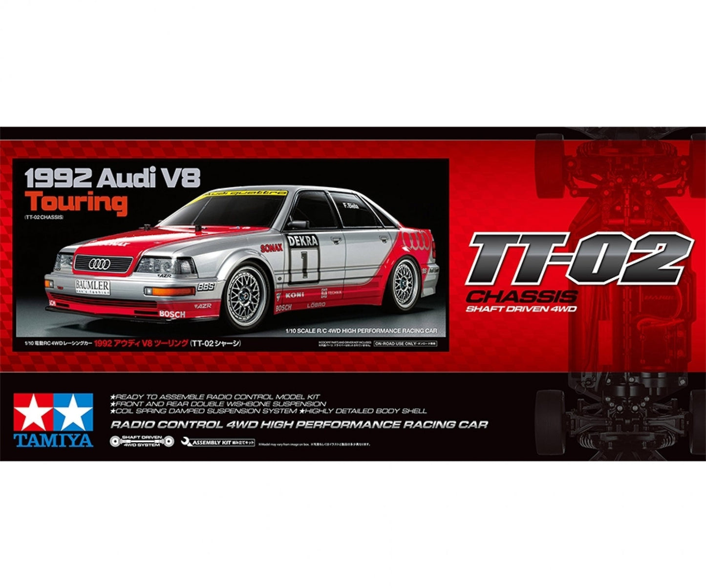 Tamiya 1992 Audi V8 1/10 Touring TT-02 - 58699A (ohne ESC) - RCXX - rc racing for professionals