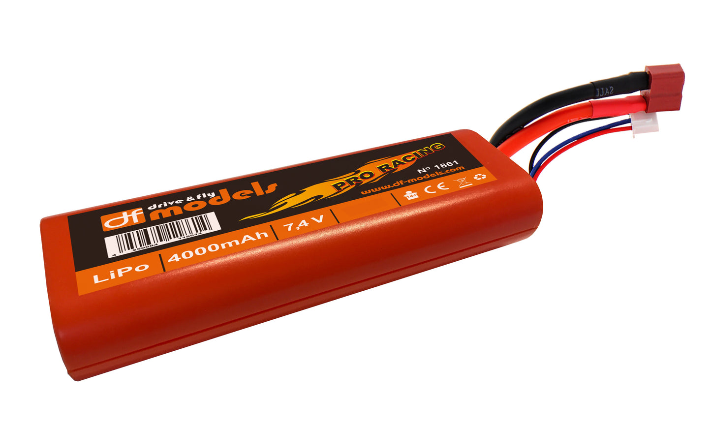 DF-Models Lipo Akku 2S - 7.4 Volt - 4000mAh  45C - rund