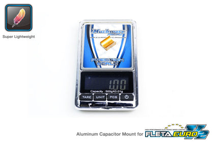 MUCHMORE Aluminum Capacitor Mount Black for FLETA EURO V2 (1) MR-ACMK - RCXX - rc racing for professionals