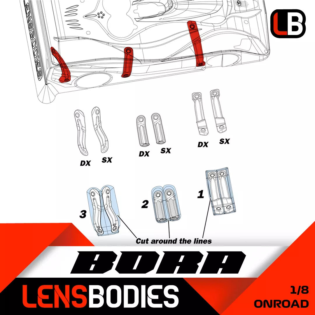 Lens Bodies - 1/8 ONROAD BODY STIFFENER - LB08STIFFENER - RCXX - rc racing for professionals