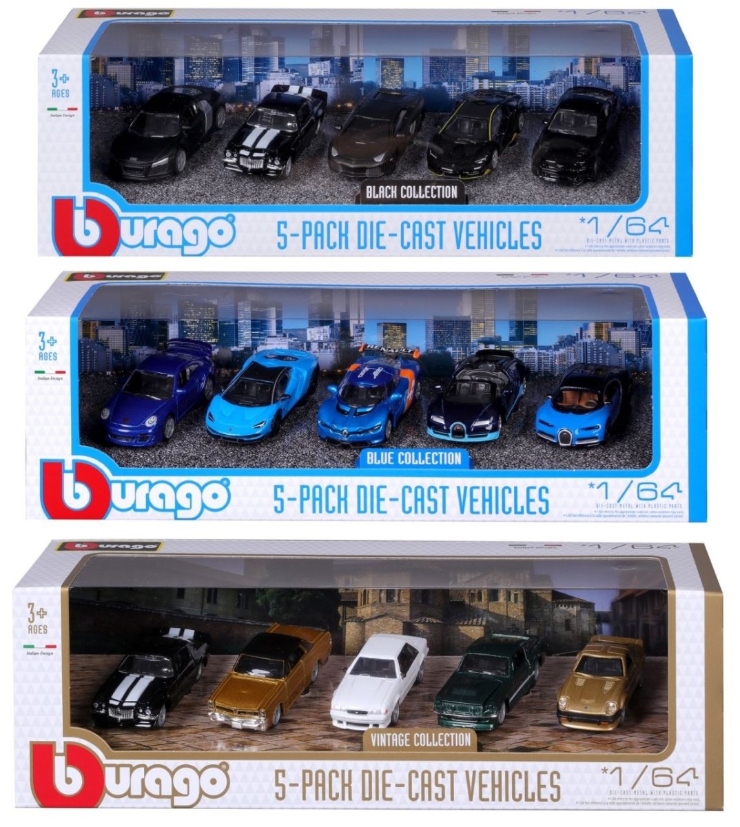5er Pack 1/64 assortiert - Bburago - HOBBYSPECTER – RC Modelle, Tuning & Zubehör