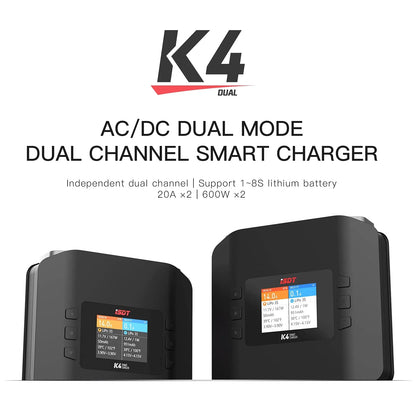 ISDT K4 LiPo Charge/Discharge Cycle Mode Smart Charger - AC 400W / DC 600Wx2 / with Smart Remote Mobile Operation - RCXX - rc racing for professionals