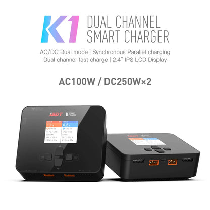 ISDT K1 Lipo Battery Balance Smart Charger - 1-6S / AC / 100W / DC 2 x 250W 10A - RCXX - rc racing for professionals