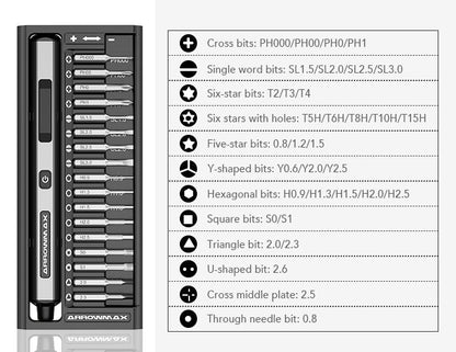 Arrowmax SES Pro Smart Motion Control Electric Screwdriver with Alu Case (34 in 1) Space - AM-199913