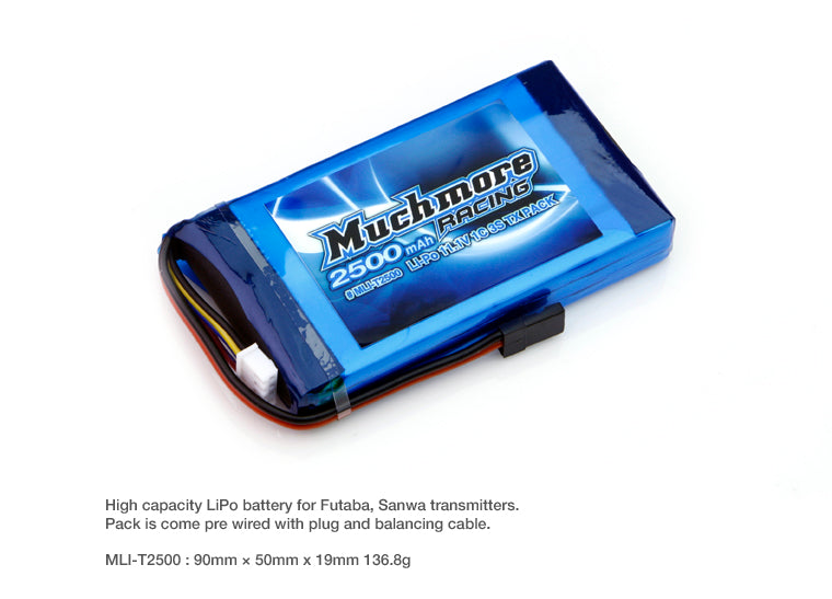 MUCHMORE Much More LiPo Tx Battery 2500mAh 11.1V (Futaba, Sanwa) (1) MLI-T2500 - RCXX - rc racing for professionals