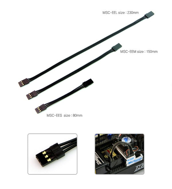 MUCHMORE Black Suit ESC Connector male <-> male (150mm) (1) MSC-EEM - RCXX - rc racing for professionals