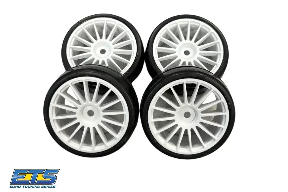 Ride 1/10 Touring Rubber Tires 16-Spoke Design Complete Set (4) 26082 - RCXX - rc racing for professionals