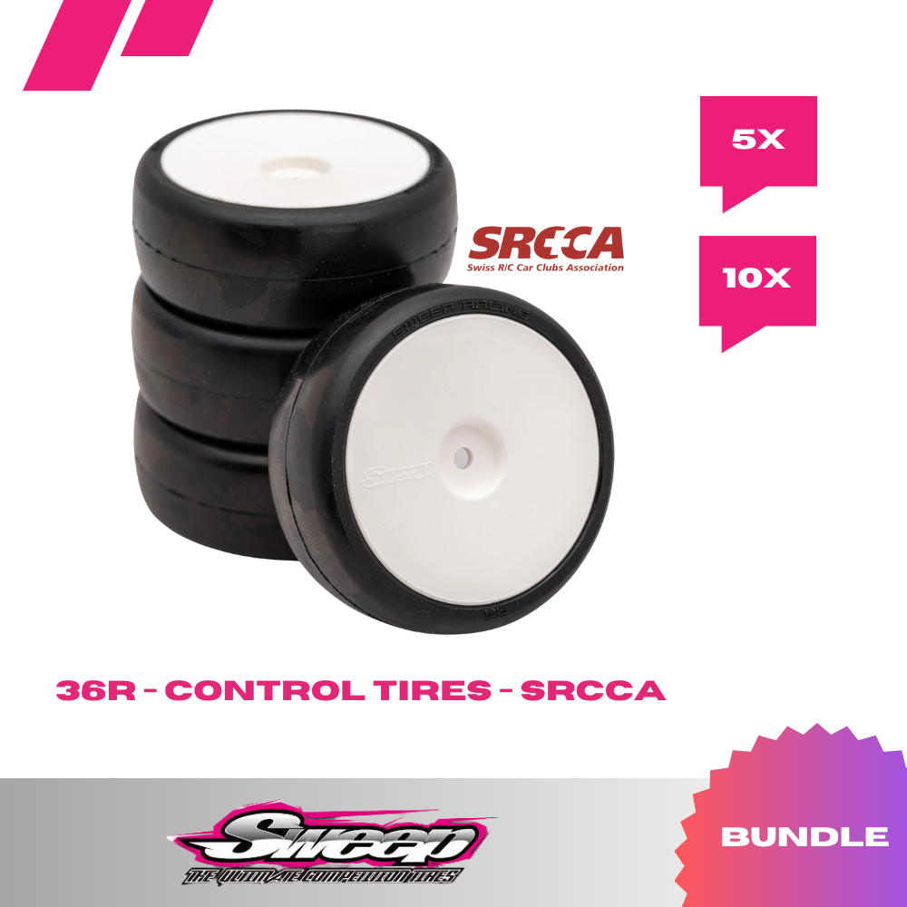 Sweep D-R3 Preglued Touring Car Tires 36 Shore (4) - 36R3PGSX - SRCCA - 5-10pcs.