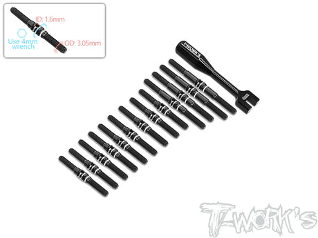 T-Works TBB-A800R 64 Titanium Black Coating Turnbuckle Set for Awesomatix A800R - RCXX - rc racing for professionals