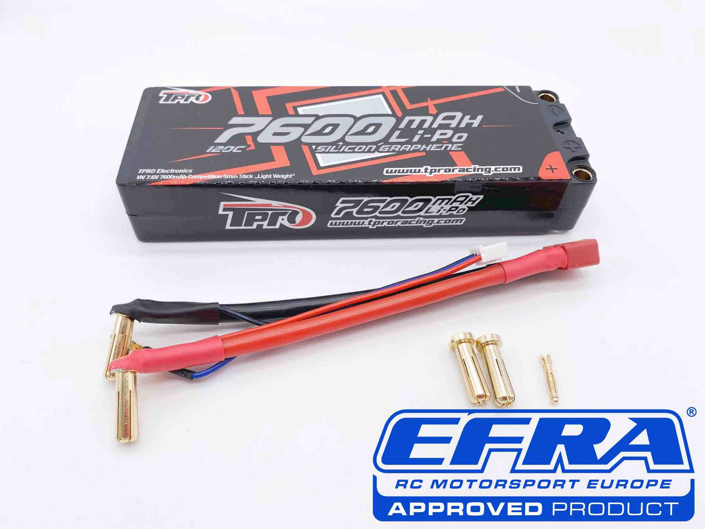 TPRO Lipo 7600mah HV 7.6V 2S 120C Competition - 5mm - Light Weight - TP73015 - RCXX - rc racing for professionals