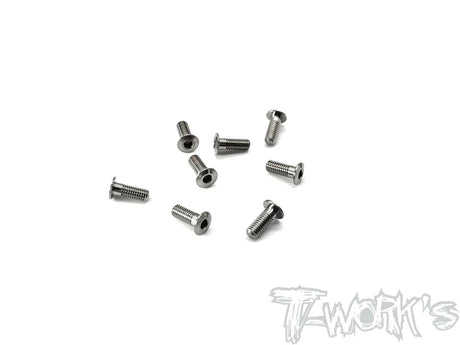 T-Works TSS-308LP 3x8mm 64 Titanium Hex Socket Head Low Profile Half Thread Screws (8) - RCXX - rc racing for professionals
