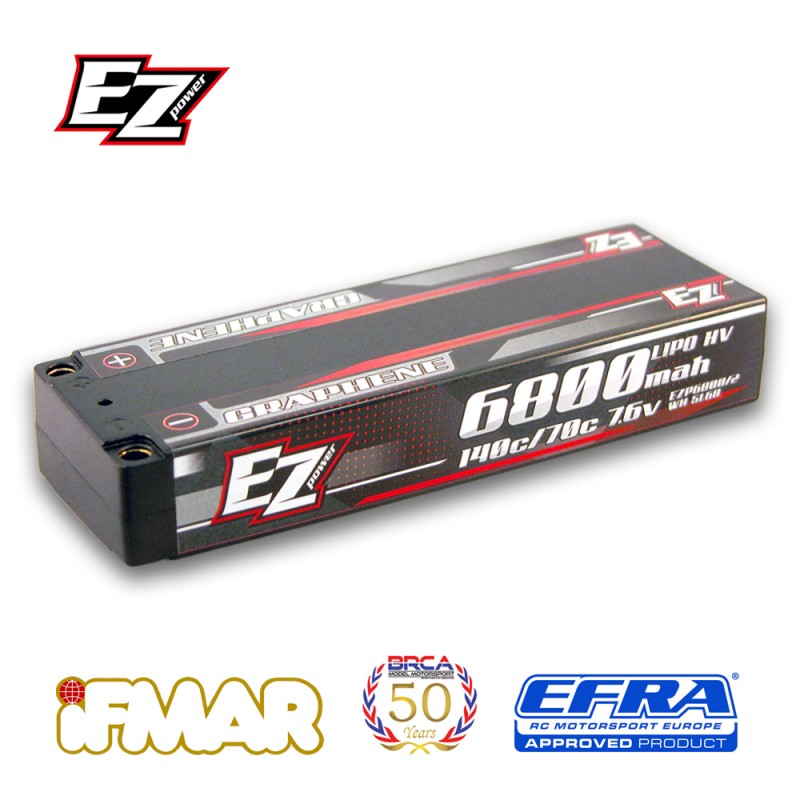 EZ POWER LIPO 6800MAH LCG 7,6V 2S 140/70C HV GRAPHENE - 5MM - RCXX - rc racing for professionals